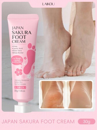 1 件保湿修复 LAIKOU 日本樱花足霜，保湿修复足部保湿霜抗皱足部乳液，适合女性所有肤质，适合旅行、露营、徒步旅行、登山、户外自我护理