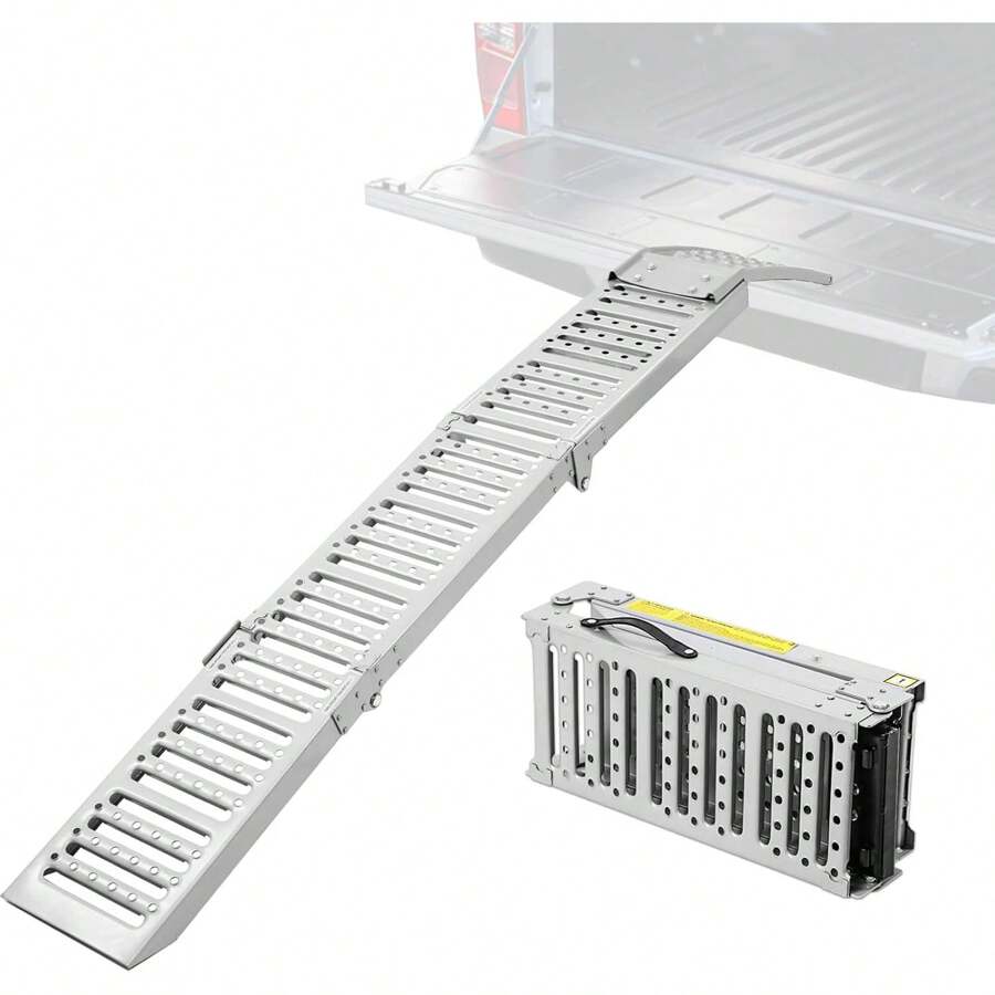 LILIIN Non si tiene suFolding Loading Ramp,78 x 10 Inch Portable ATV Ramps for Pickup Trucks, Steel Tri-Fold Car Ramp with Wheel Stops, Max 750LBS Capacity, 1PC