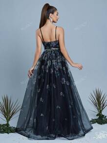 Mgiacy,New Arrival,Women's,High-End,Shining,Printed,Patchwork,Sequin,Ribbon,Sheer,Ruffle,Hem,Dress Formal Evening,Gown Black,Elegant,Prom Wedding,Guest Dress, For Graduation, Dinner, Bridesmaid Dress