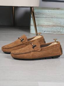 Men's Casual Shoes, Breathable & Comfortable Soft Bottom Loafers, Spring/Summer Sporty Moccasins, Business Casual High-End Slip-On Driving Shoes - Brown - View 3