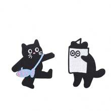 1 pieza Pegatina divertida de gato de dibujos animados para decorar ropa o teléfono de pareja, regalo para novia/novio - Multicolor - Ver 1