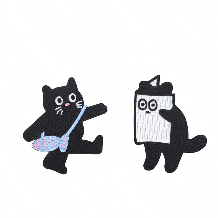1 pieza Pegatina divertida de gato de dibujos animados para decorar ropa o teléfono de pareja, regalo para novia/novio - Multicolor - Ver 1