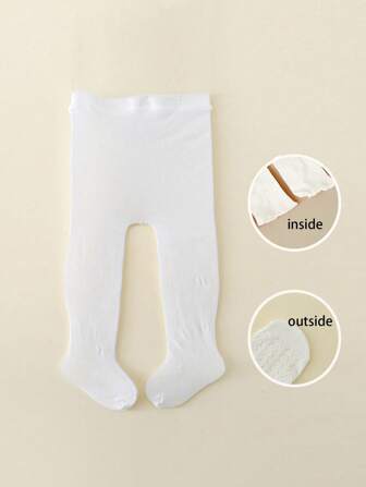 1pc Baby Girls' White Butterfly Jacquard Fishnet Stocking, Suitable For Summer Daily Wear