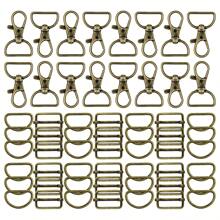 60 pièces Mousquetons pivotants de 1 pouce et jeu d'anneaux en D, accessoires de quincaillerie pour porte-clés DIY, boucles coulissantes pour sacs, laisses pour animaux de compagnie, sangles de tour de cou et projets de couture, conception à mouvement fluide à 360 degrés