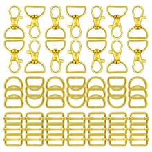 60 pièces Mousquetons pivotants de 1 pouce et jeu d'anneaux en D, accessoires de quincaillerie pour porte-clés DIY, boucles coulissantes pour sacs, laisses pour animaux de compagnie, sangles de tour de cou et projets de couture, conception à mouvement fluide à 360 degrés