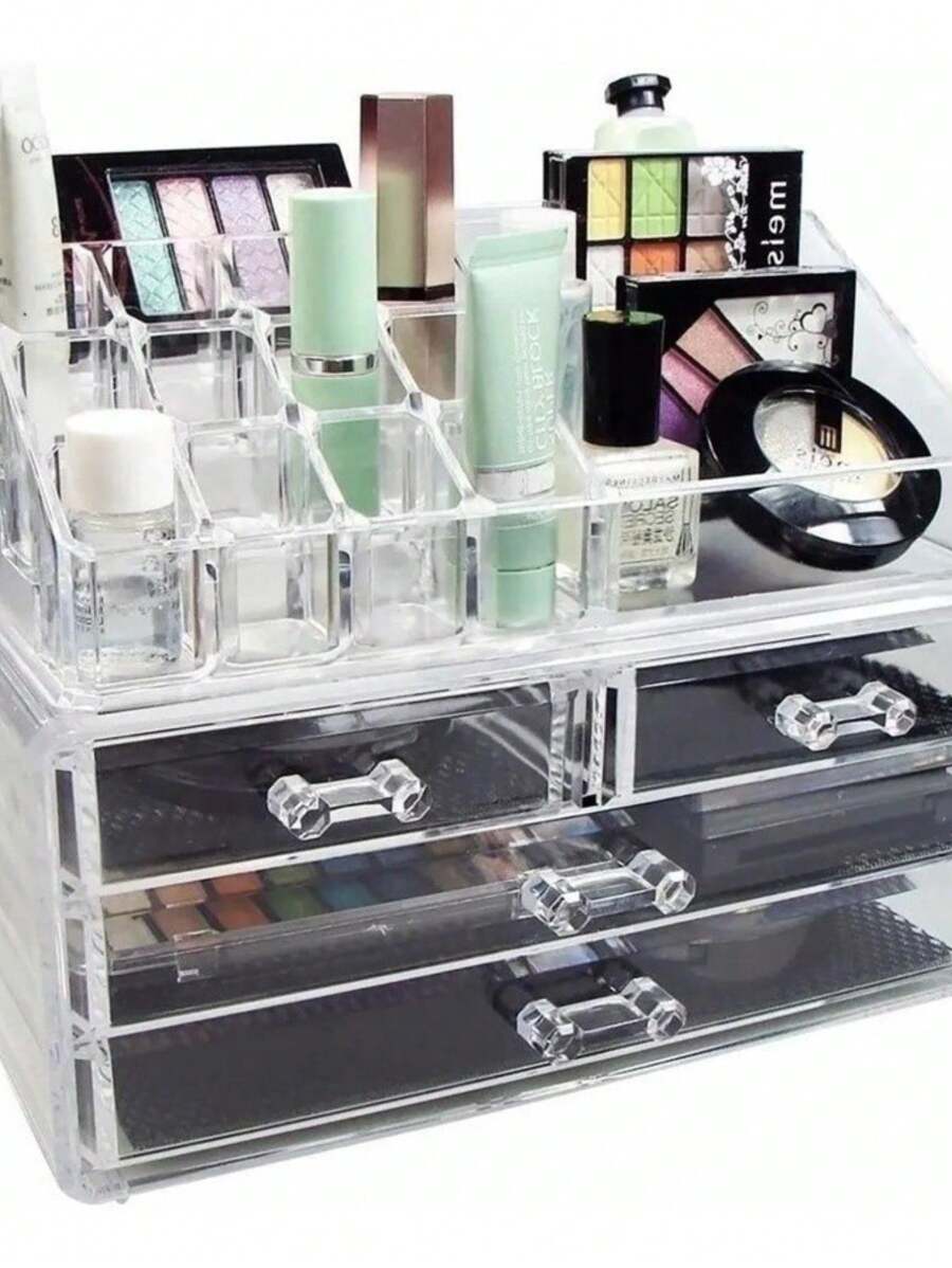 Makeup Organizer And Lipstick Holder With 4 Acrylic Drawers - Clear - View 1
