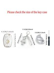 1 Bộ Móc Khóa Gấu Dễ Thương Bling Bling Trắng/Hồng/Dễ Thương Unisex, Móc Chìa Khóa Xe Hơi Cao Cấp Thanh Lịch + Vỏ Chìa Khóa Xe Chống Rơi Màu Trắng Bạc/Hồng/Đen Bạc/Trắng Vàng + Vỏ Chìa Khóa Xe Ô Tô TPU Có Thể Sử Dụng Cho Mercedes-Benz A B C E R GLS GLA GLK GLC CLS AMG W204 W205 W212 W463 W176 - Một cỡ - Xem 10