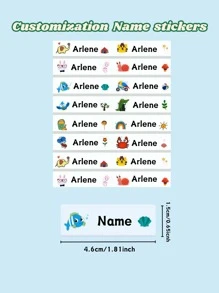 Customized Transparent Cartoon Name Stickers For Children, Waterproof And Fade-Resistant Transparent Stickers, Suitable For Water Bottles, Books, Pencil Cases, Pencils, And Other School Supplies, Available In Sets Of 30/40/50/60/80/90/100/120/150/180 Pieces. Back To School,Multi-Functional,Ornamental,Letter,Stylish,Modern,Colorful,Cute,Adorable,Casual,Custom,Personalised,Unique,Customized,Ideal Gifts For Him,Ideal Gifts For Her,Multi-Functional,Ornamental,Letter,Stylish,Modern,Colorful,Cute,Adorable,Casual,Custom,Personalised,Unique,Customized,Ideal Gifts For Him,Ideal Gifts For Her - Multicolor - View 2