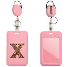 Cartoon Letter Card Sleeve ID Card Bus And Subway Access Work Permit Card Sleeve Staff Employee Pass Keychain With Retractable Rope For Work Id Card Dual-Sided Work Badge Holder - Pink - View 22