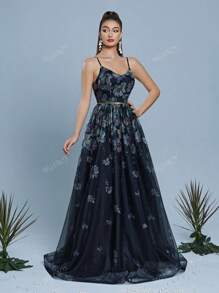 Mgiacy,New Arrival,Women's,High-End,Shining,Printed,Patchwork,Sequin,Ribbon,Sheer,Ruffle,Hem,Dress Formal Evening,Gown Black,Elegant,Prom Wedding,Guest Dress, For Graduation, Dinner, Bridesmaid Dress