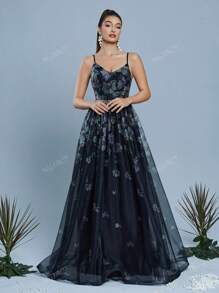 Mgiacy,New Arrival,Women's,High-End,Shining,Printed,Patchwork,Sequin,Ribbon,Sheer,Ruffle,Hem,Dress Formal Evening,Gown Black,Elegant,Prom Wedding,Guest Dress, For Graduation, Dinner, Bridesmaid Dress