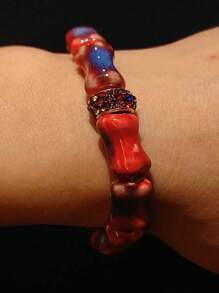 Stylish New Natural Carnelian Agate Button Beaded Bracelet, Machantra Accessories Jewelry For Women - Colorful - View 2