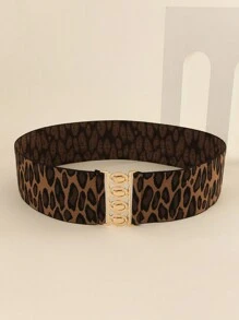 1pc Women Elegant Multi-Function Gold Metal Buckle Elastic Waist Belt, Suitable For Coat, Dress & Other Outfits Summer, School Fall, Autumn, Halloween