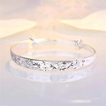 1pc Charm 925 Silver Plated Exquisite Shiny Bangle Fashion Men And Women Jewelry Gift Jewelry Wedding Party Accessories