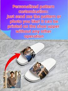 Customized Men's Slippers With Personalized Patterns, Photos, Or Logos. Suitable As Gifts For Family, Friends, Customers. For Events, Holidays, Beach, Hotel, Home Use