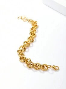 18 Karat vergoldetes 1 Stück modisches, vielseitiges, minimalistisches, luxuriöses, vintage Panzerketten Armband für Frauen