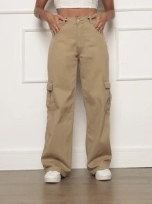 Women's Wide Leg Cargo Jeans Pants Casual Fashion Blogger