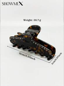 Customized Rhinestone Edged Acrylic Hair Claw Clip, Wedding Hair Accessories - Brown - View 4