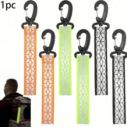 1pc High Visibility Reflective Keychain, Double Sided Reflective Strip, Reflective Keychain Pendant, Bag Charm, Visible At Night, Durable Nylon, Great For Running, Cycling, Walking And Wheelchair Use, Suitable For Outdoor Activities.