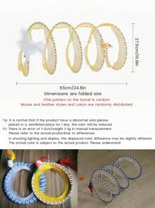 S-Shape Cat Tunnel Toy, Wire Mesh & Gauze Patchwork Design, Foldable With Sound Effect, Suitable For Indoor Family Entertainment & Stress Relief - Multicolor - View 10