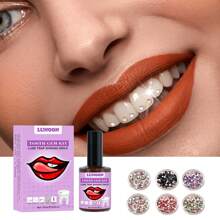 Conjunto de joyas para dientes con varias piedras preciosas de color, extraíbles, fáciles de instalar, hermosas y duraderas, con diamante confiable - Negro - Ver 2
