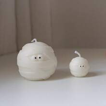 Molde de vela en forma de balón de vendaje, molde de silicona con diseño de balón de dibujos animados para hacer velas DIY, molde 3D para cemento, artesanías de arcilla, yeso, velas de cera de soja, decoración y regalos de festivales - Blanco - Ver 7
