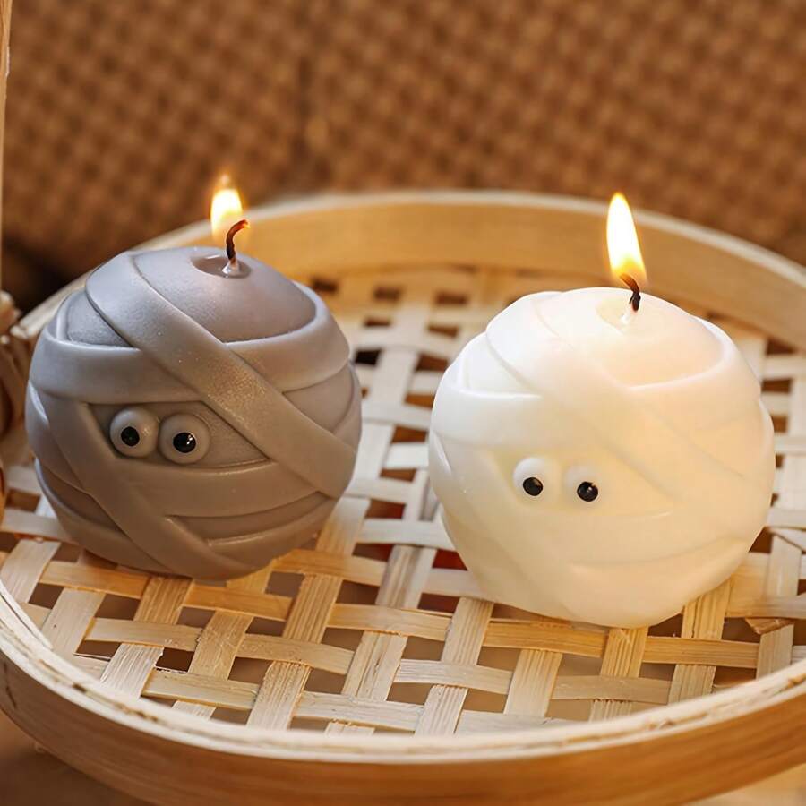 Molde de vela en forma de balón de vendaje, molde de silicona con diseño de balón de dibujos animados para hacer velas DIY, molde 3D para cemento, artesanías de arcilla, yeso, velas de cera de soja, decoración y regalos de festivales - Blanco - Ver 1