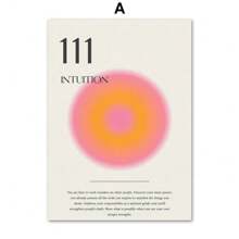 1 pieza Póster de arte de números angelicales de estilo moderno,impresiones de arte de gradiente de color estético, pintura en lienzo vintage para decoración de pared del hogar sin marco