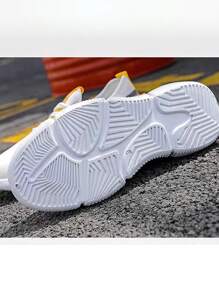 Men's Tennis Shoes/Travel Coconut Sneakers/Flying Woven Casual Running Shoes/Breathable Non-Slip - 白色 - 查看 5