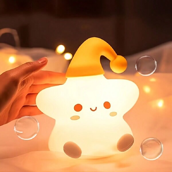 Cartoon Silicone Clapping LED Bedside Lamp, Desk Lamp, Children Sleep Night Light, Bedroom Decor
