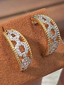 1 peça de brincos de nariz de porco ocos de luxo com strass, brincos de design exclusivo e requintado, adequados para uso diário feminino, festivais, festas, presentes de verão