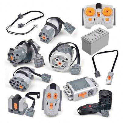 Electric Motor Unit Kit, Powered Mechanical Building Blocks Set, Compatible With Construction Bricks, Battery-Powered RC Building Blocks Set For Sports Car, Automobile, Train And Accessories, Powerful Motor Unit With Advanced Control And Compatibility. Decorate Room, Winter Gift, Train, Motor, Building Blocks, DIY Car Model Toy (Random Color)