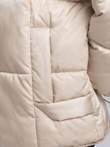 Cappotto imbottito in cotone casual e caldo per donne, con collo in pelliccia, invernale