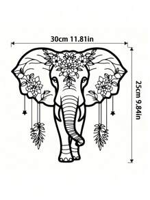 1 pièce Décoration murale en fer forgé éléphant, design floral bohème, décoration murale pour salon, cadeau créatif pour la maison, décoration d'intérieur, décoration de chambre, décoration murale