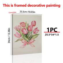 1 Stück botanische Tulpen, rosa Schleife Wandkunst, rosa Heimdekoration, Mädchen Geschenk, Tulpen Aquarellmalerei, Frühlingsdekoration - perfekt für Schlafzimmer, Wohnzimmer, Flur, Badezimmer, perfekte Heimgeschenk Wahl - Leinwand (gerahmt)