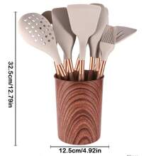 11 peças/12 peças Conjunto de Utensílios de Cozinha de Silicone, Conjunto de Ferramentas de Cozinha, Utensílios de Cozinha Seguros, Conjunto de Utensílios de Cozinha com Cabo de Madeira Antiaderente, Utensílios de Cozinha Laváveis, Itens Essenciais de Cozinha, Presente Perfeito, Conjunto de Ferramentas de Cozinha Preto, Ferramentas de Cozinha, Materiais Escolares