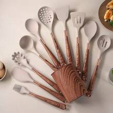 11 peças/12 peças Conjunto de Utensílios de Cozinha de Silicone, Conjunto de Ferramentas de Cozinha, Utensílios de Cozinha Seguros, Conjunto de Utensílios de Cozinha com Cabo de Madeira Antiaderente, Utensílios de Cozinha Laváveis, Itens Essenciais de Cozinha, Presente Perfeito, Conjunto de Ferramentas de Cozinha Preto, Ferramentas de Cozinha, Materiais Escolares