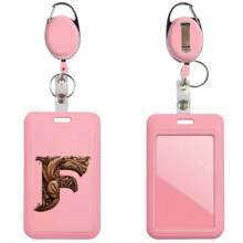 Cartoon Letter Card Sleeve ID Card Bus And Subway Access Work Permit Card Sleeve Staff Employee Pass Keychain With Retractable Rope For Work Id Card Dual-Sided Work Badge Holder - Pink - View 9