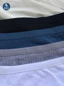 paquete de 4 bragas de mujer de cintura alta y unicolor, ropa interior transpirable y amigable con la piel para uso diario