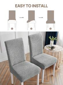 1 件叶形提花疏水防溅浅灰色椅套，高弹性，四季皆宜，防脏防宠物抓，适合家庭和酒店使用 - 淺灰色 - 查看 5