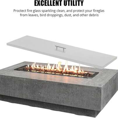 GOCAPTAIN Fire Pit Spark Screen Cover For Campfires - Easy Lift Stainless Steel, Mesh Protector, Guide Rod Included, Outdoor Patio & Backyard Accessory,51 * 17 * 1inch Stainless Steel Fire Pit Cover – 51 X 17 Inch Rectangular Metal Fire Pit Cover, Fits 48 X 14 Inch Fire Pit Fire Pit, Carrying Handle, Heat Resistant Fire Pit Burner Cover For Outdoor Patio