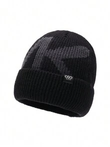 1顶男士保暖内衬黑色针织帽，加厚针织帽，冬季新款保暖滑雪帽，时尚腈纶针织帽 - 黑色 - 查看 13