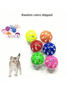 3Pcs For Cat Toy Balls Plastic Noisy With Bell Inside Kitten For Chase Toy Assorted Random Colors 1.5in Colorful Jingle - Multicolor - View 3