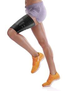 1pc Nylon Sports Thigh Support Thigh Sleeve Compression Brace For Men Women Exercise Cycling Knee Leg Pad. - Black - View 6