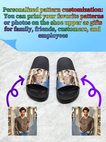 Customized Men's Slippers, Personalized Pattern, Photo, Logo, Gifts For Family, Friends, Customers, Suitable For Holiday/Event/Home/Beach/Hotel Ornamental, Dawg Stylish, Fashion, Hipster, Contracted, Casual, Cute Cuties, Minimal Chic, Cozy Custom, Unique, Personalized Ideal Gifts For Her Family, Friends Ornamental, Dawg Stylish, Fashion, Hipster, Contracted, Casual, Cute Cuties, Minimal Chic, Cozy Custom, Unique, Personalized Ideal Gifts For Her Family, Friends, Delicate Romance, Shoes, Customized Men Slippers