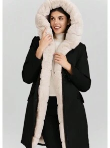 Women's Fashion Long Coat With Faux Fur Lining