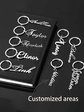 1 Llavero de acero inoxidable personalizado y personalizado con nombre básico, estilo simple, fuentes diversificadas, distintivo, grabado, lentejuelas, vintage, casual, unisex, hipster, viejo dinero, elegante, personalizado, único, regalo ideal para él, regalo ideal para ella, novio, novia, familia, amigos, abuelos, niños, aniversarios, cumpleaños, bodas, graduación, inauguración de la casa, regalos personalizados para mujeres/hombres, llavero personalizado/personalizado, útiles escolares, vuelta al colegio, para la oficina, para la escuela, para el aula, para regalos de maestros, para la universidad, para colegas, para dormitorios, para maestros, para niños y niñas, para adolescentes, estudiantes de secundaria, estudiantes de secundaria, estudiantes universitarios, universitarios, freshniam, estudiante de segundo año, estudiantes de bajo nivel