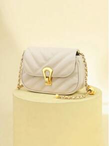 New Fashion Versatile Embroidered Striped Minimalist Chic Cute Mini Chain Ball Shoulder Crossbody Square Bag