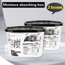 3 piezas Caja deshumidificadora de 450ml, Caja deshumidificadora, Agente deshumidificador, Deshumidificador, A prueba de humedad, Antimoho, Para usar en armarios, Con partículas de carbón de bambú desodorante, Deshumidificador para el hogar