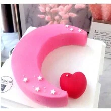 1个新月形硅胶蛋糕模具，月光奏鸣曲慕斯蛋糕面包披萨烘焙模具厨房烘焙工具，节日 - 白色 - 查看 7